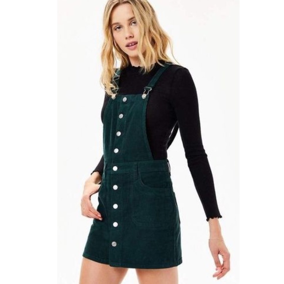 PacSun Dresses & Skirts - PacSun Dark Green Corduroy Overall Mini Dress
